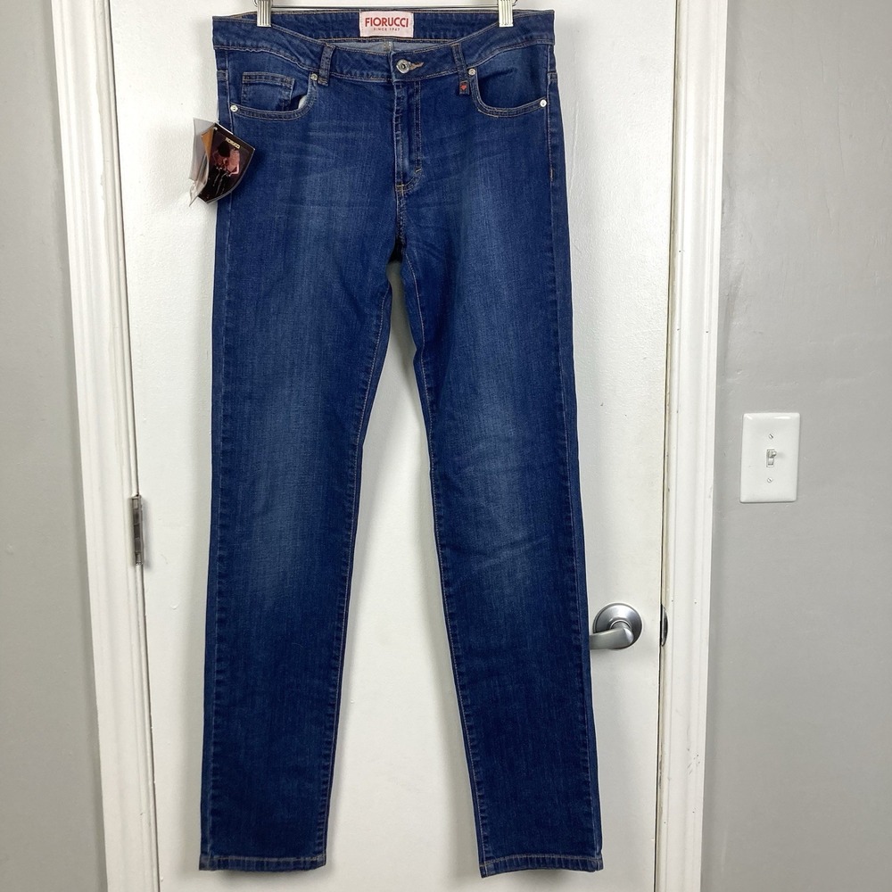 Fiorucci Made in Heaven Womens Indigo Blue Straight Leg Jeans Size 32 EU 46 NWT